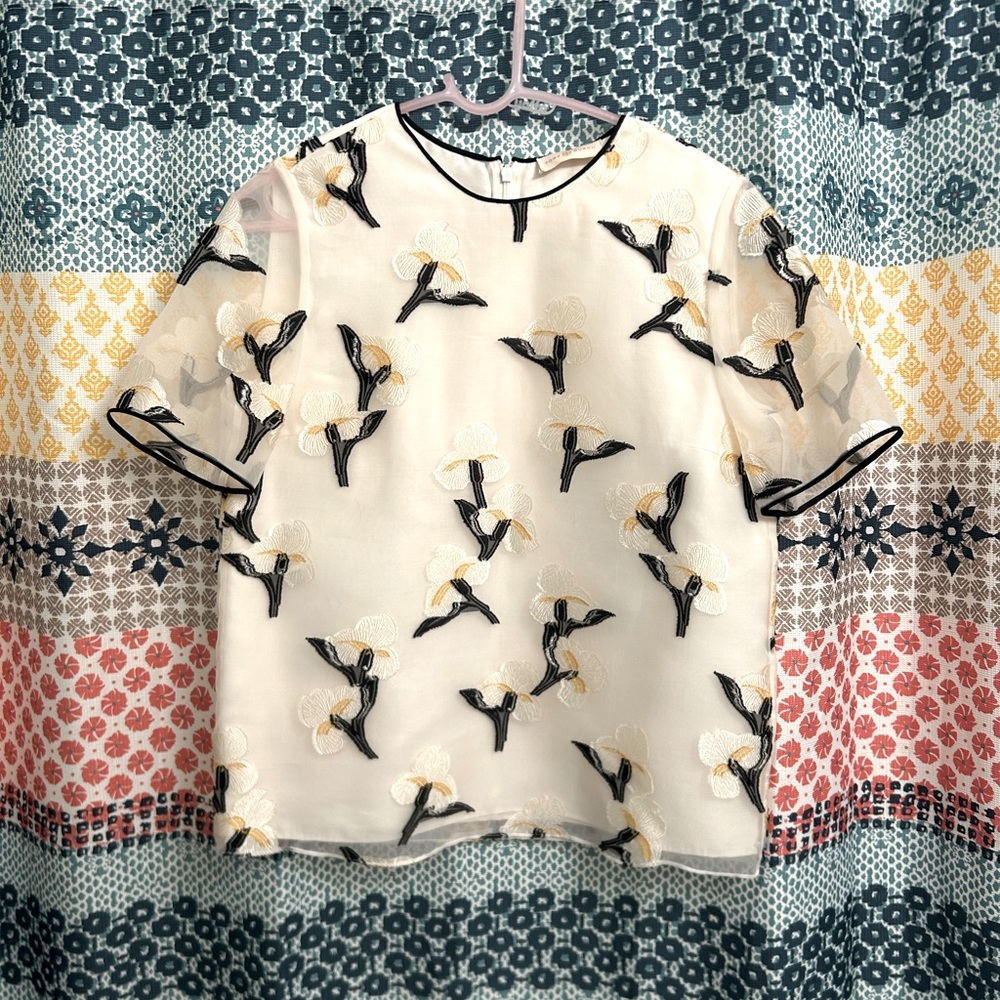 Tory Burch Cream Floral Blouse